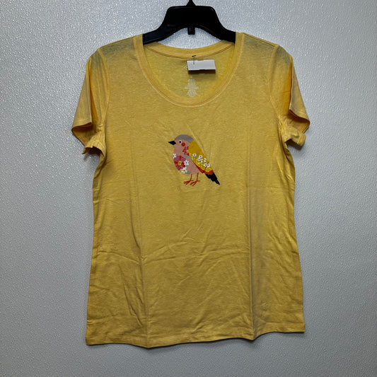 Yellow Top Short Sleeve Basic St Johns Bay O, Size M