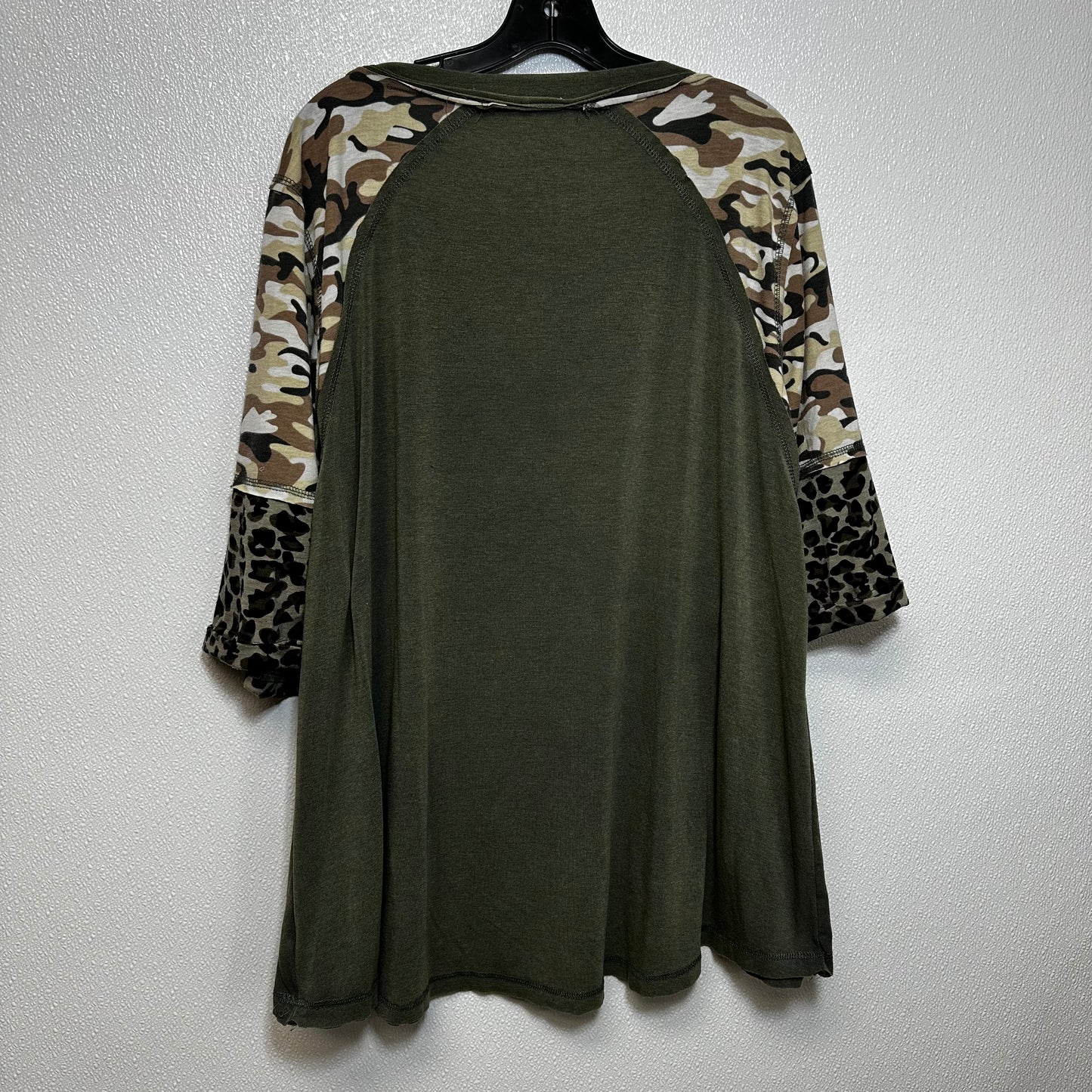 Camoflauge Top 3/4 Sleeve Basic Pol, Size L