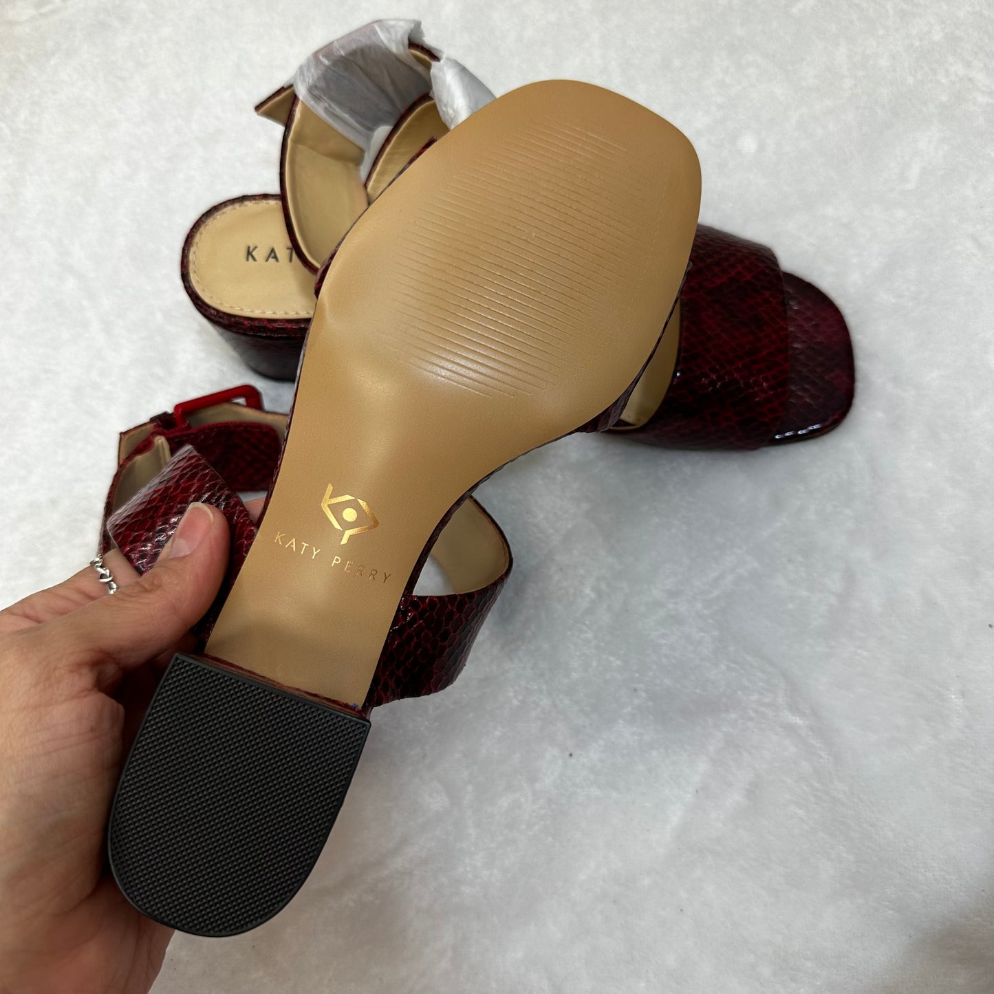 Maroon Sandals Heels Block Katy Perry, Size 6