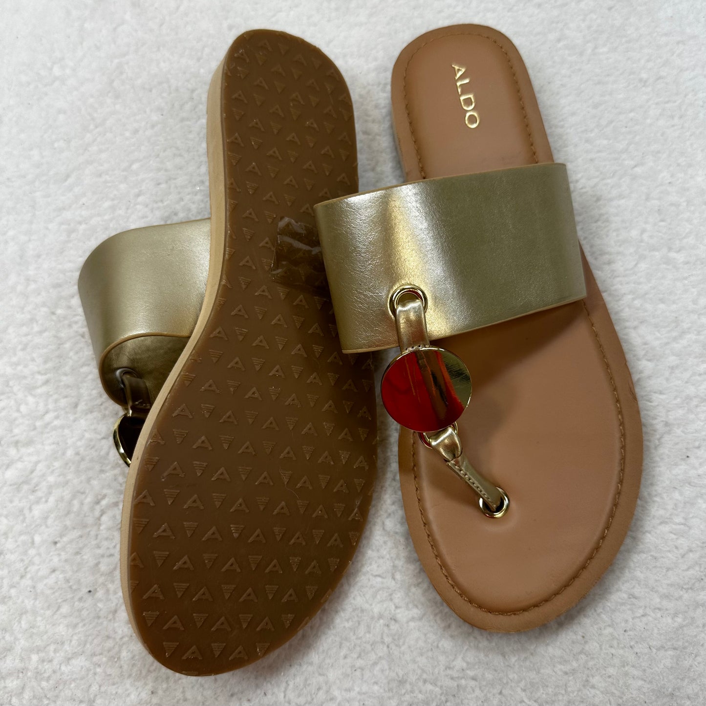 Gold Sandals Flip Flops Aldo, Size 9