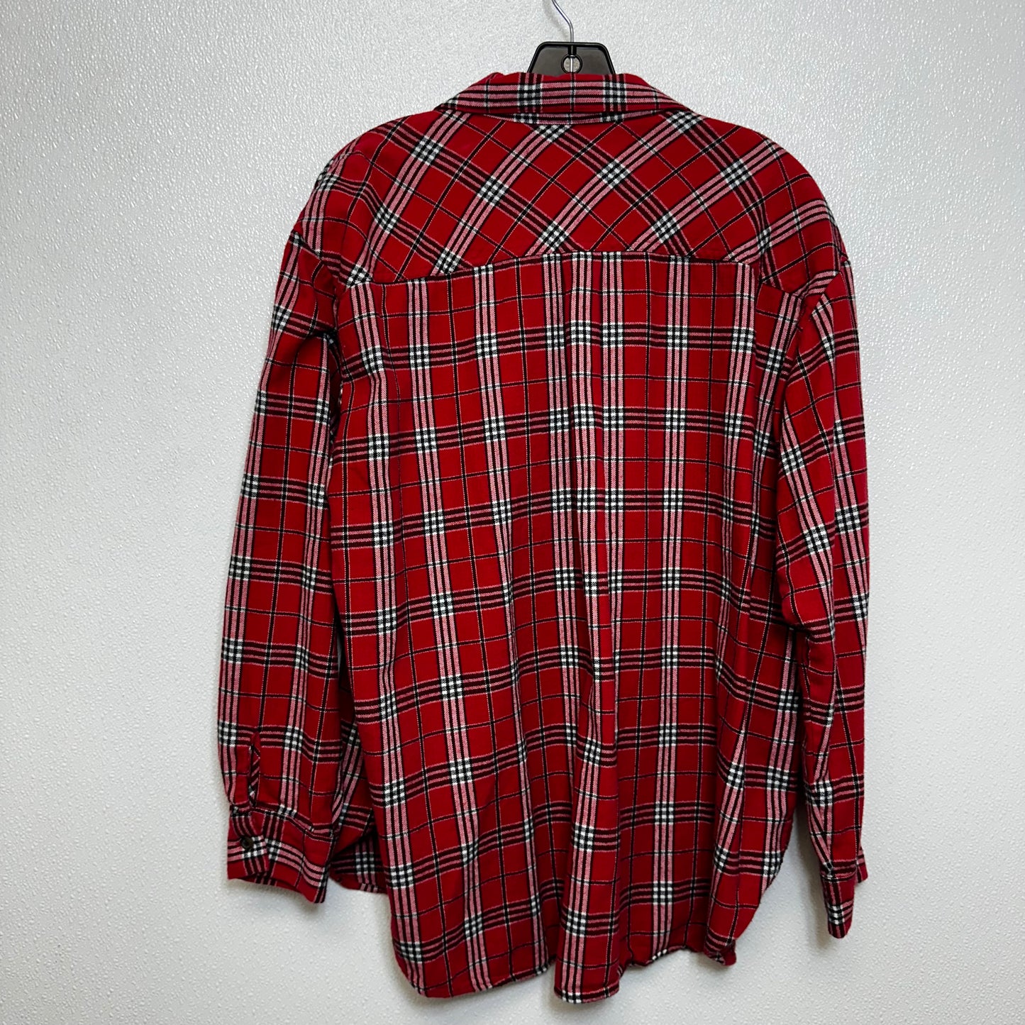 Top Long Sleeve Basic By Loft O In Plaid, Size: Xl