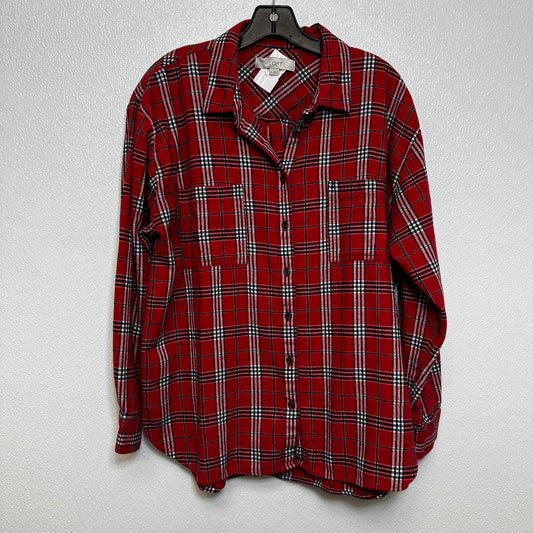 Top Long Sleeve Basic By Loft O In Plaid, Size: Xl