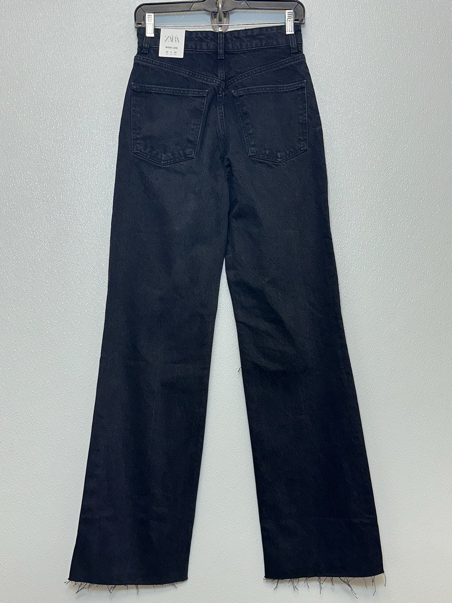 Jeans Wide Leg By Zara In Black Denim, Size: 4