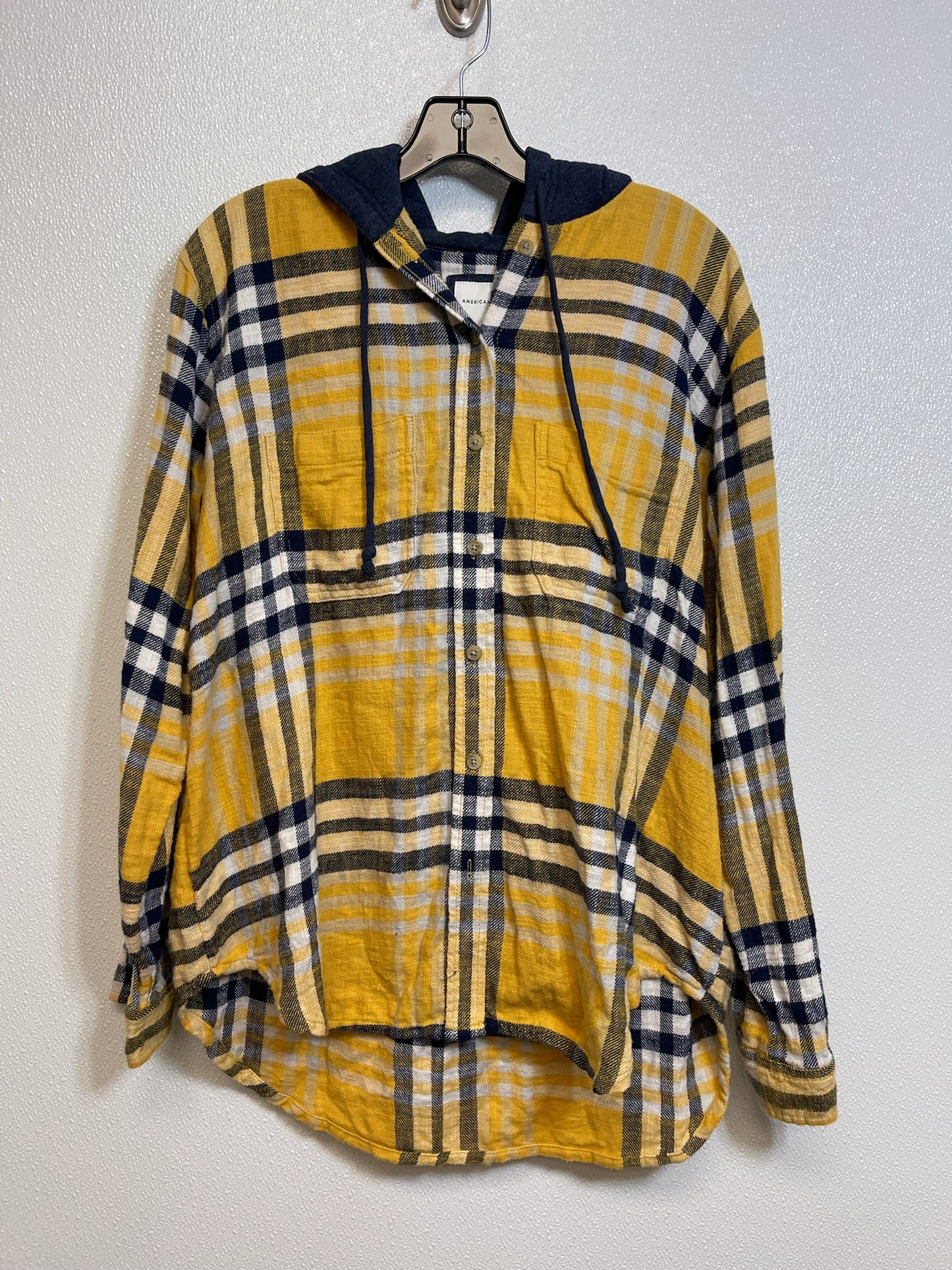 Jacket Shirt By American Eagle In Plaid, Size: M