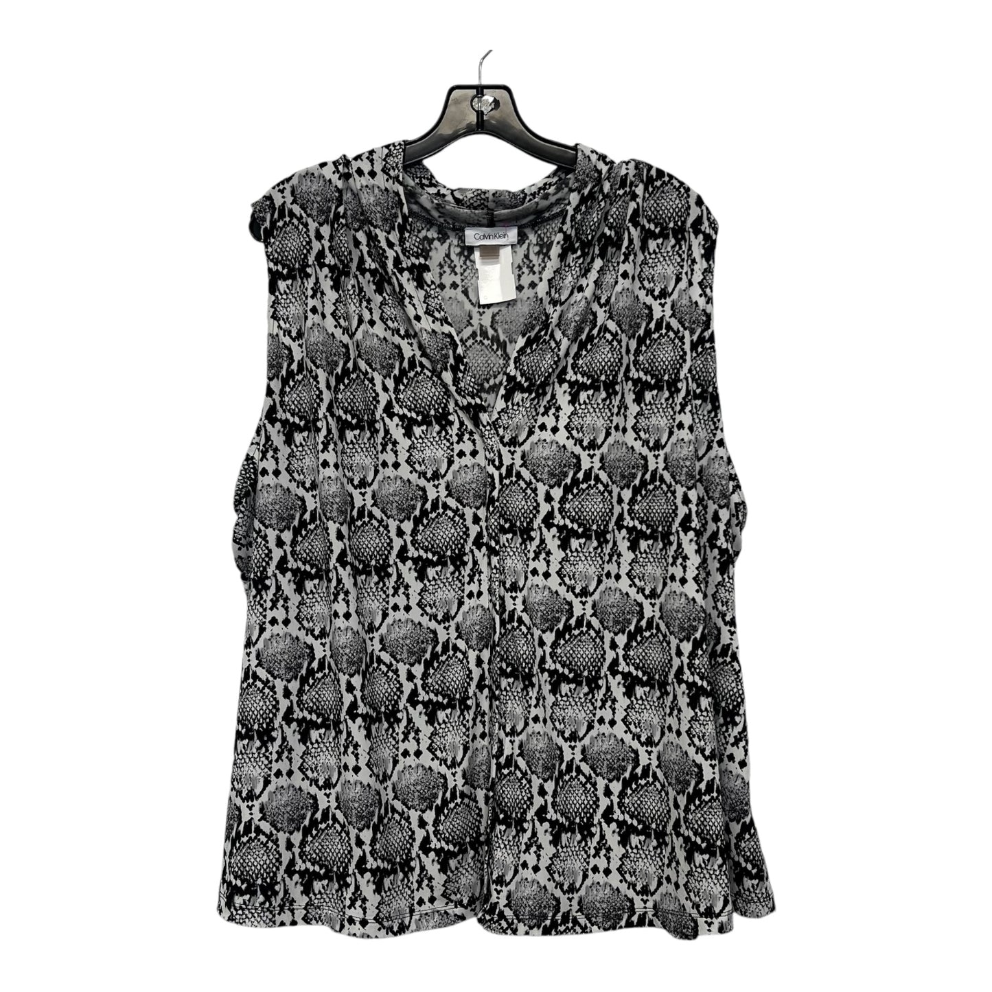 Top Sleeveless By Calvin Klein O In Black White, Size: 3x