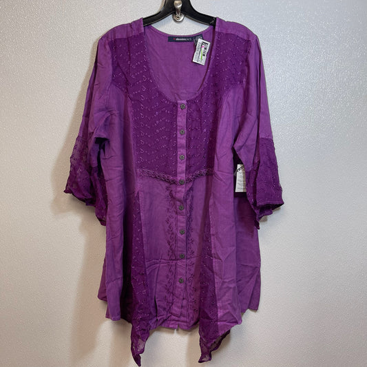 Top Short Sleeve By Denim 24/7 In Purple, Size: 20