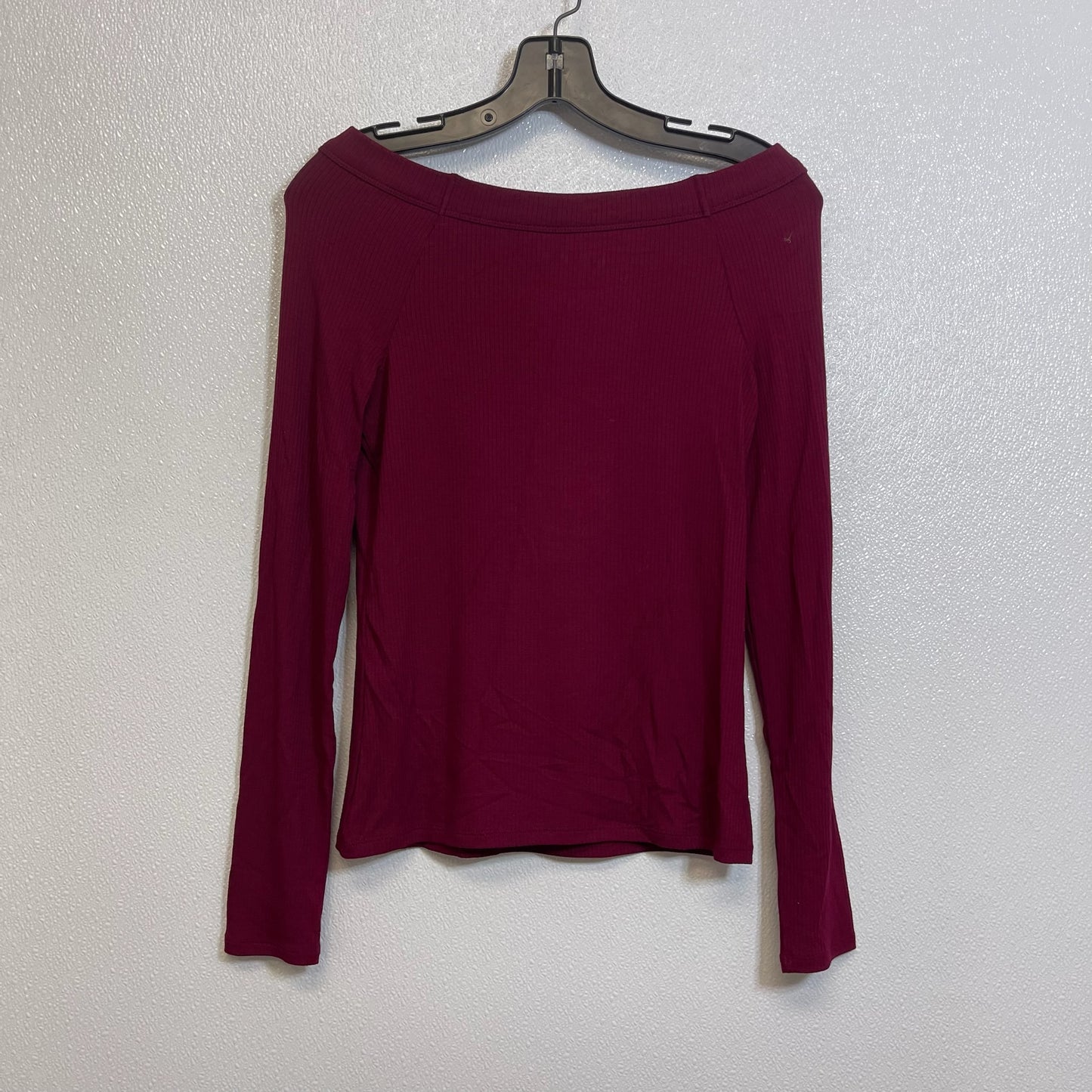 Top Long Sleeve Basic By Loft O In Wine, Size: M