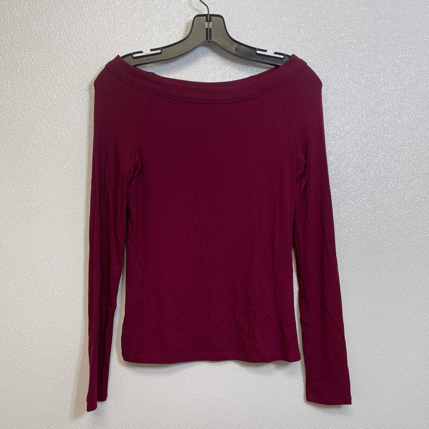 Top Long Sleeve Basic By Loft O In Wine, Size: M