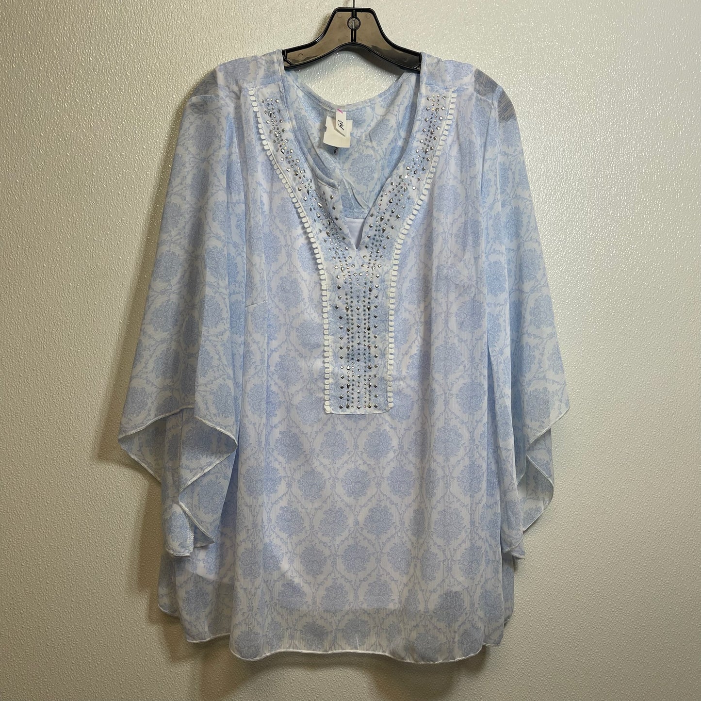 Top Short Sleeve By Ny Collection In Light Blue, Size: 2x