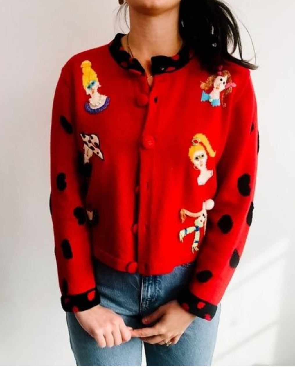 Vintage Cardigan By JACK B. QUICK In Red, Size: S