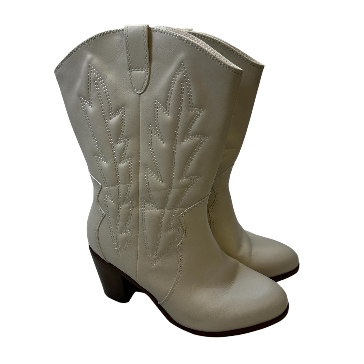 Wide calf Boots Western By Torrid In Ivory, Size: 10Ww