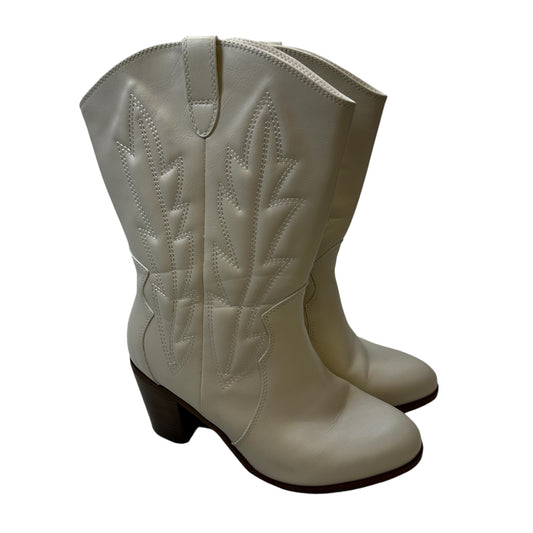 Wide calf Boots Western By Torrid In Ivory, Size: 10Ww