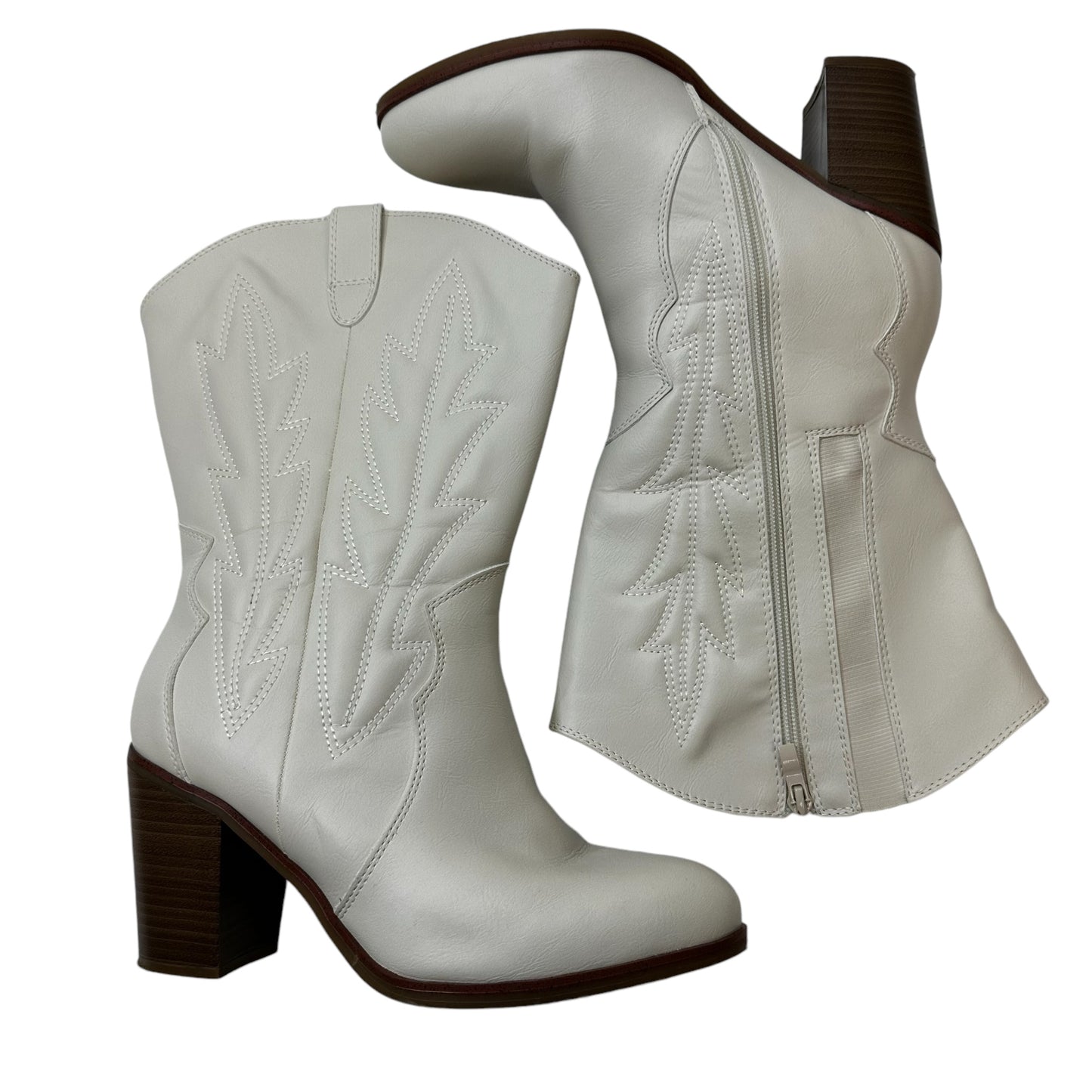 Wide calf Boots Western By Torrid In Ivory, Size: 10Ww