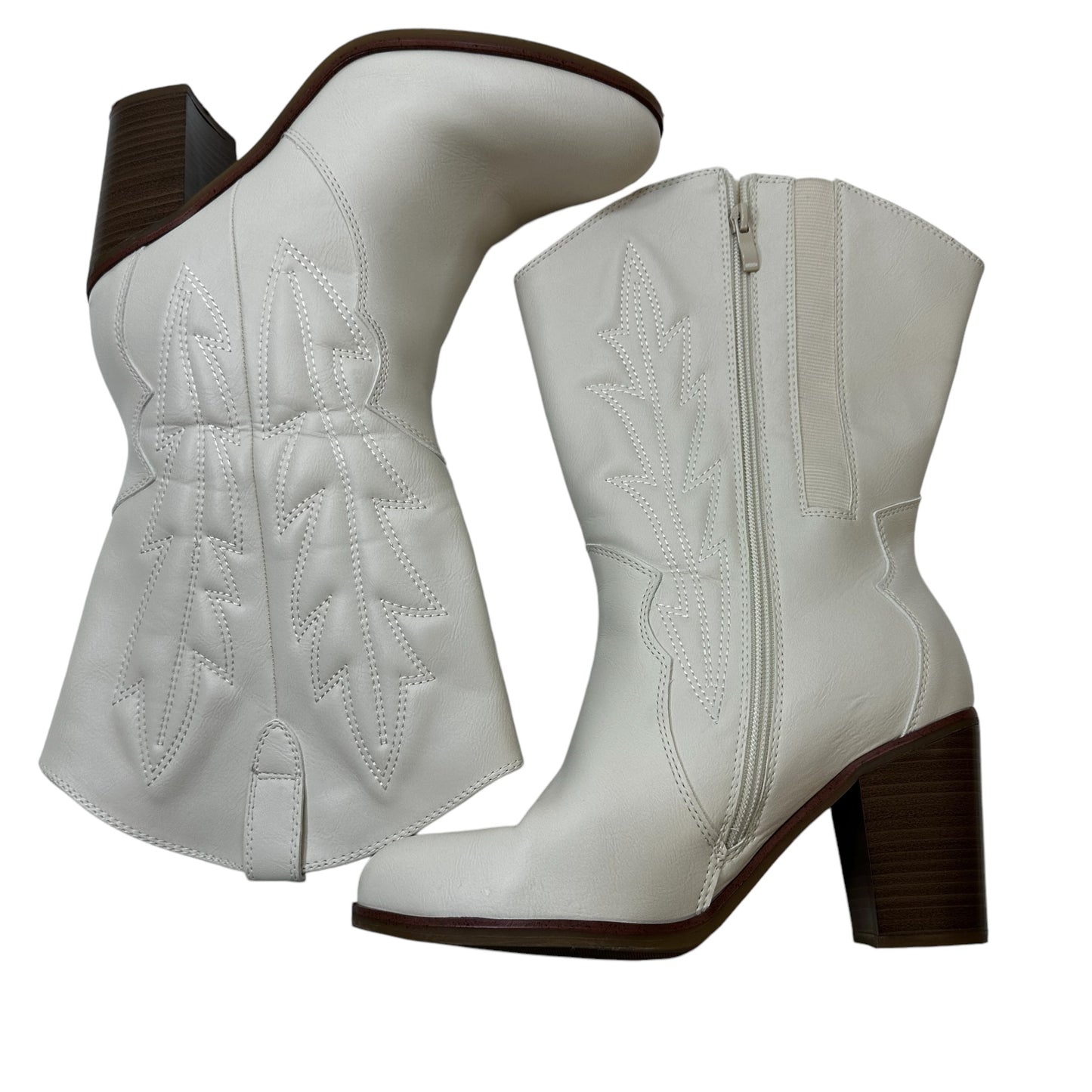 Wide calf Boots Western By Torrid In Ivory, Size: 10Ww