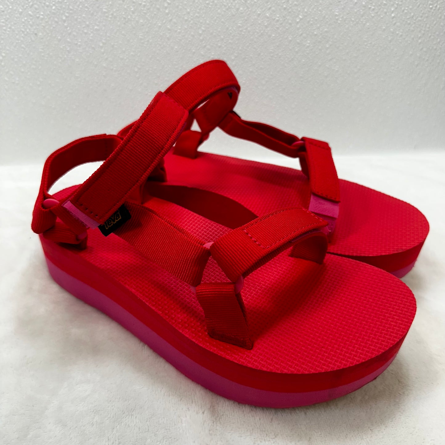 Sandals Heels Block By Teva In Red Pink, Size: 8