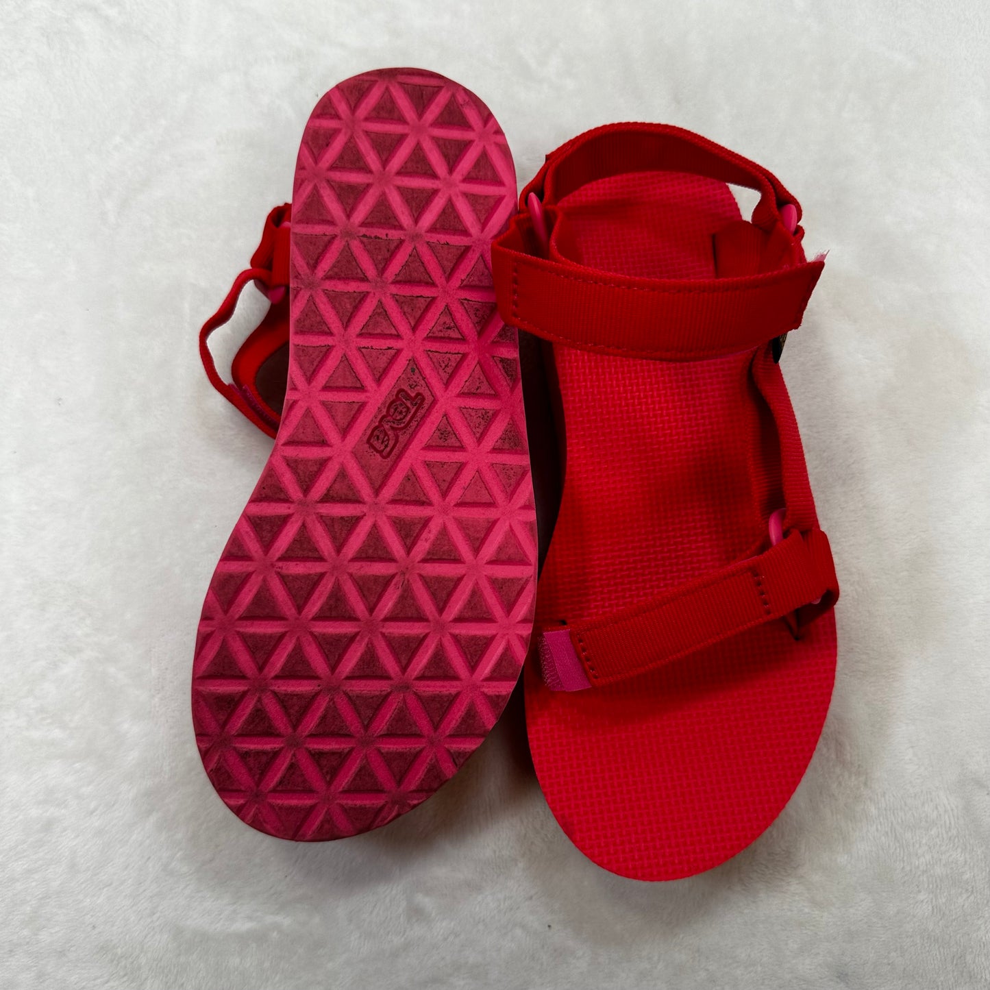 Sandals Heels Block By Teva In Red Pink, Size: 8