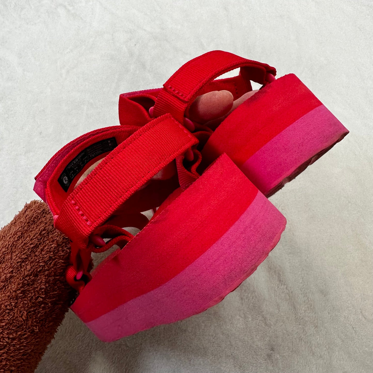 Sandals Heels Block By Teva In Red Pink, Size: 8