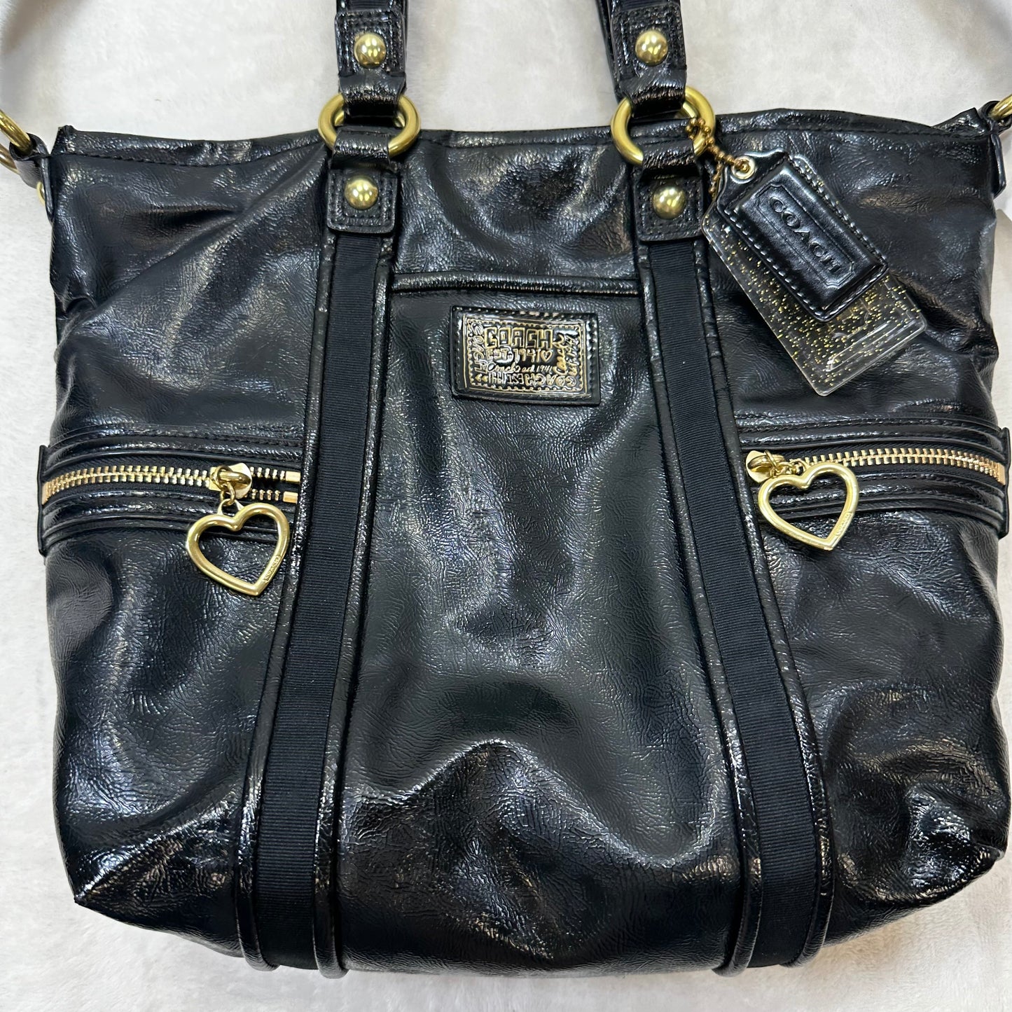 Vintage Daisy Pocket Tote patent leather Designer By Coach Poppy