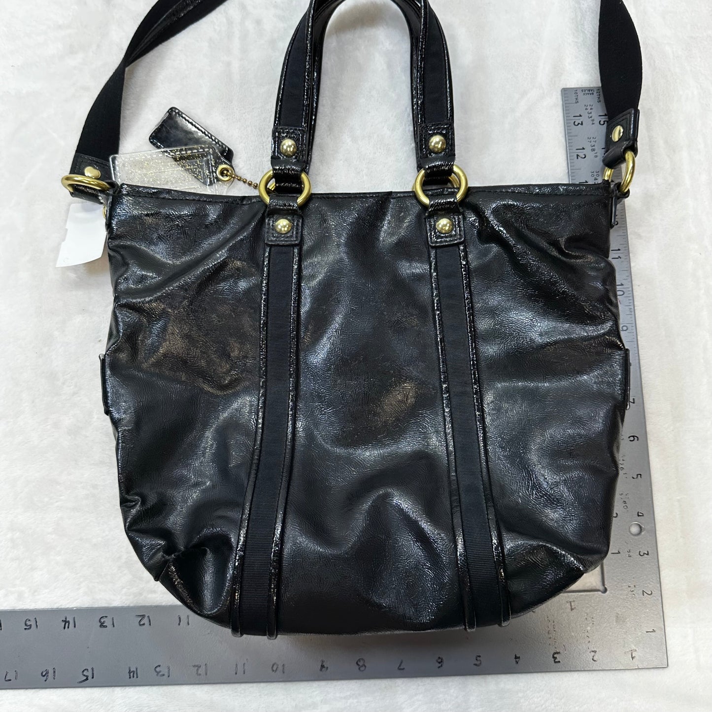 Vintage Daisy Pocket Tote patent leather Designer By Coach Poppy