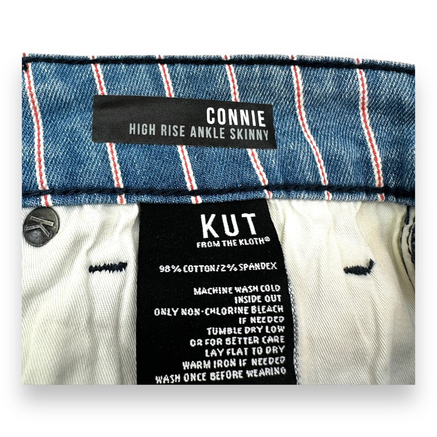 CONNIE High rise ankle skinny Jeans By Kut In Striped Pattern, Size: 6