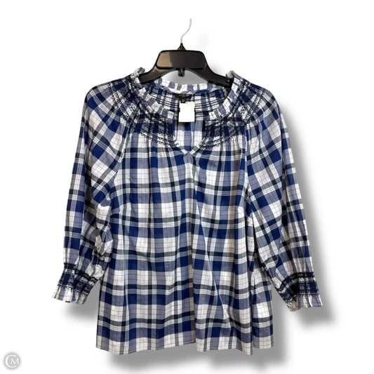 Top 3/4 Sleeve By Talbots In Plaid Pattern, Size: Xlp