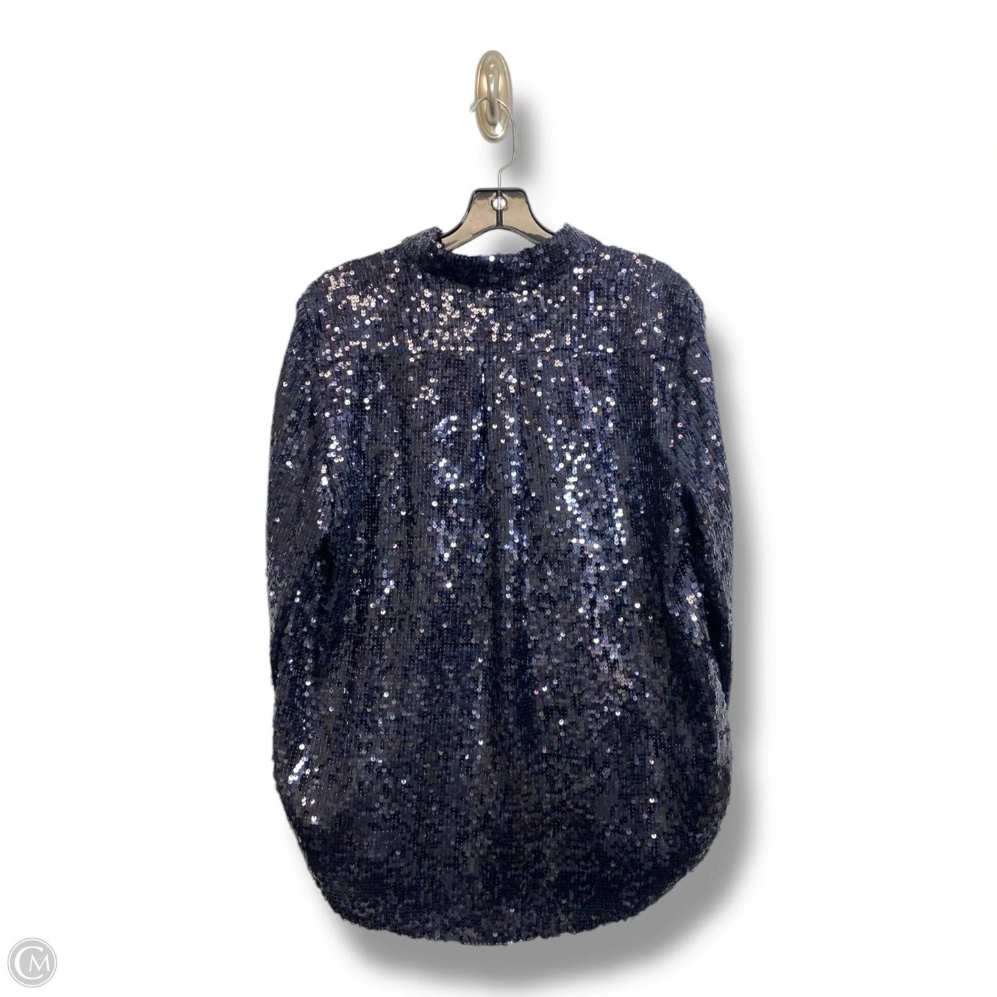 Sequin Blouse Long Sleeve By J. Crew In Navy, Size: M