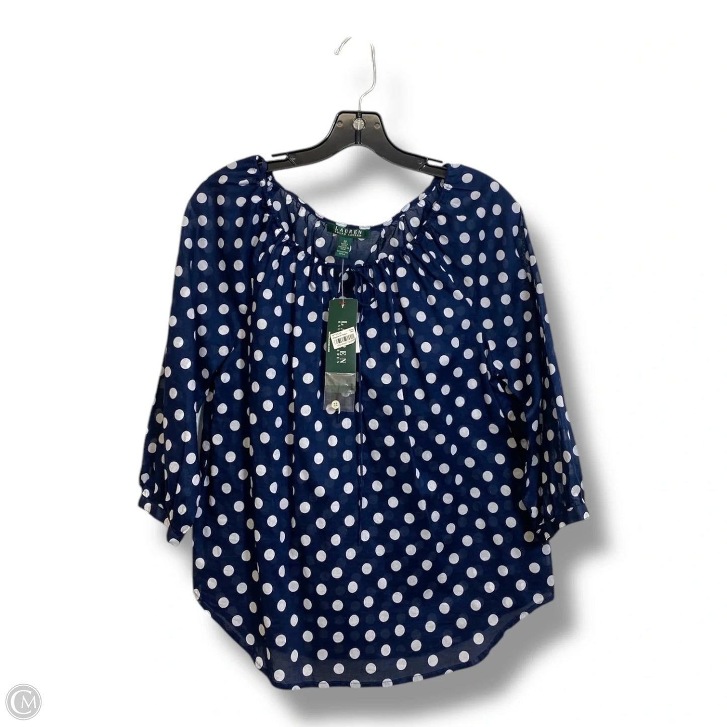 Top 3/4 Sleeve By Lauren By Ralph Lauren In Polkadot Pattern, Size: M