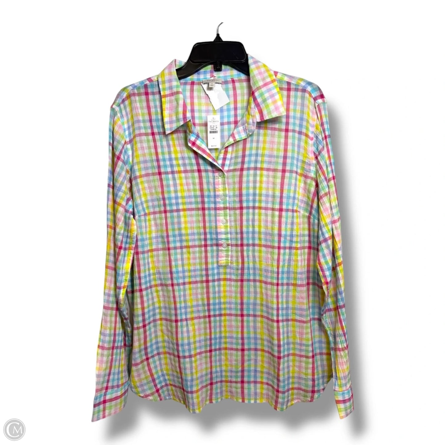 Top Long Sleeve By Talbots In Plaid Pattern, Size: M