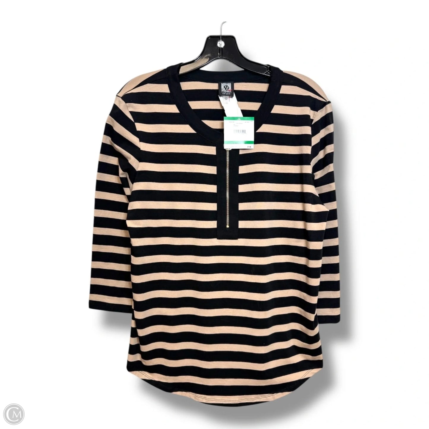 Top 3/4 Sleeve By Anne Klein In Striped Pattern, Size: L