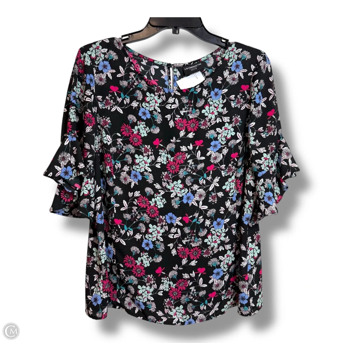 Top Short Sleeve By Liz Claiborne In Black, Size: L
