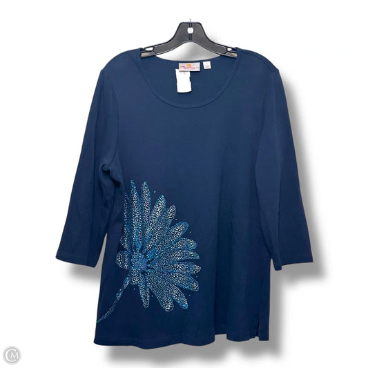 Top 3/4 Sleeve Basic By Quaker Factory In Navy, Size: L