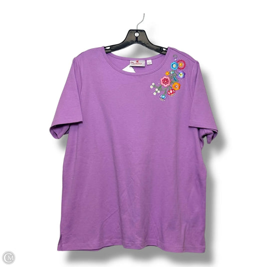 Top Short Sleeve By Quaker Factory In Purple, Size: L