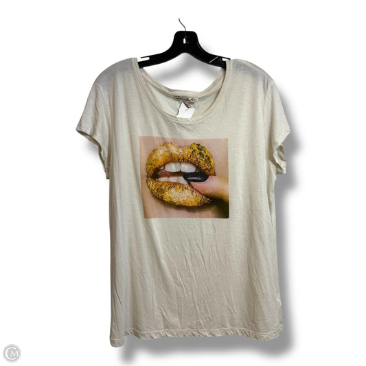 Top Short Sleeve Basic By Express In Beige, Size: M