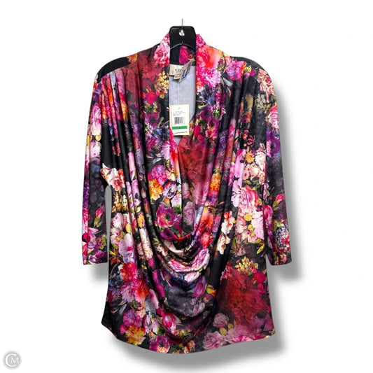 Top 3/4 Sleeve By Eci In Floral Print, Size: L