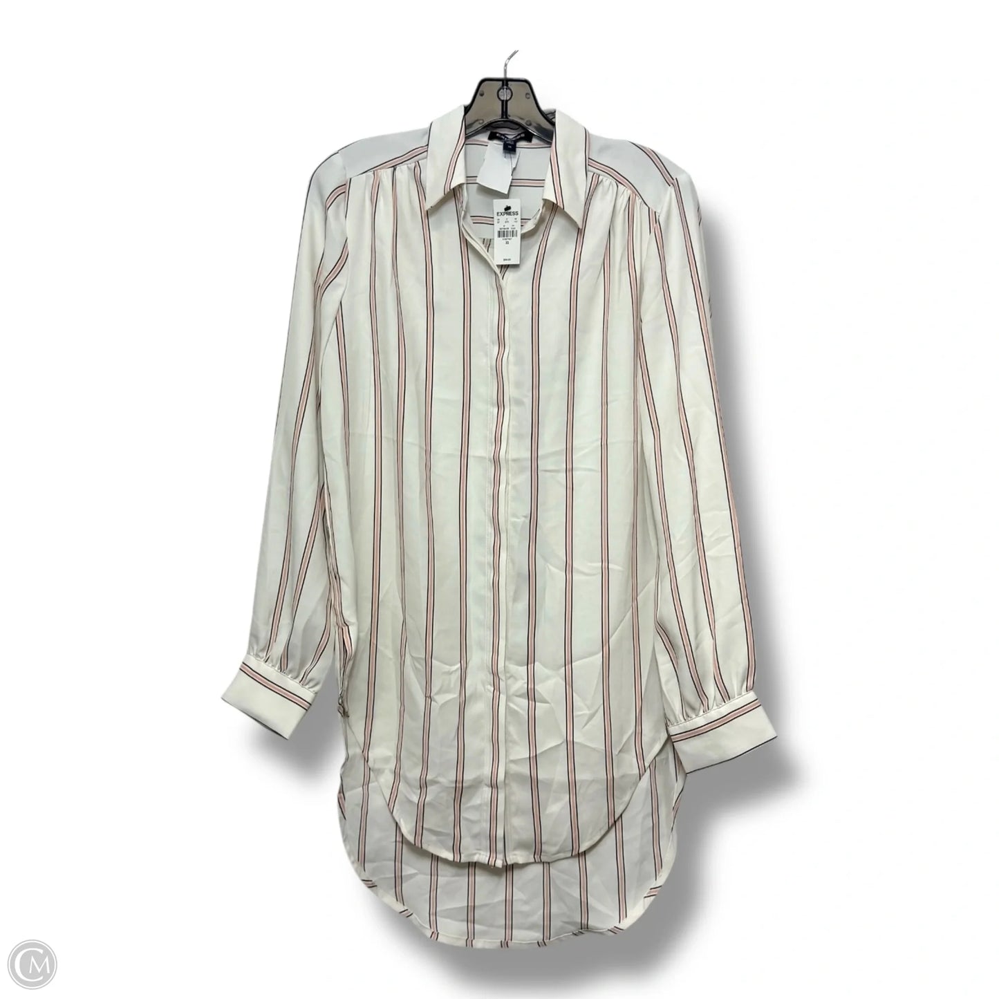 Blouse Long Sleeve By Express In Striped Pattern, Size: Xs