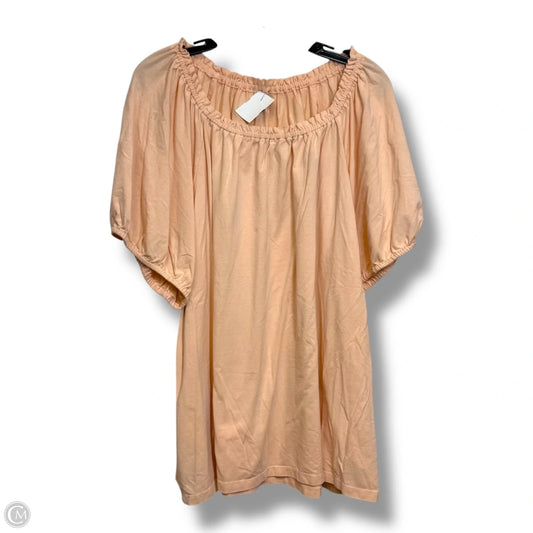Top Short Sleeve Basic By Denim And Co Qvc In Peach, Size: 3x
