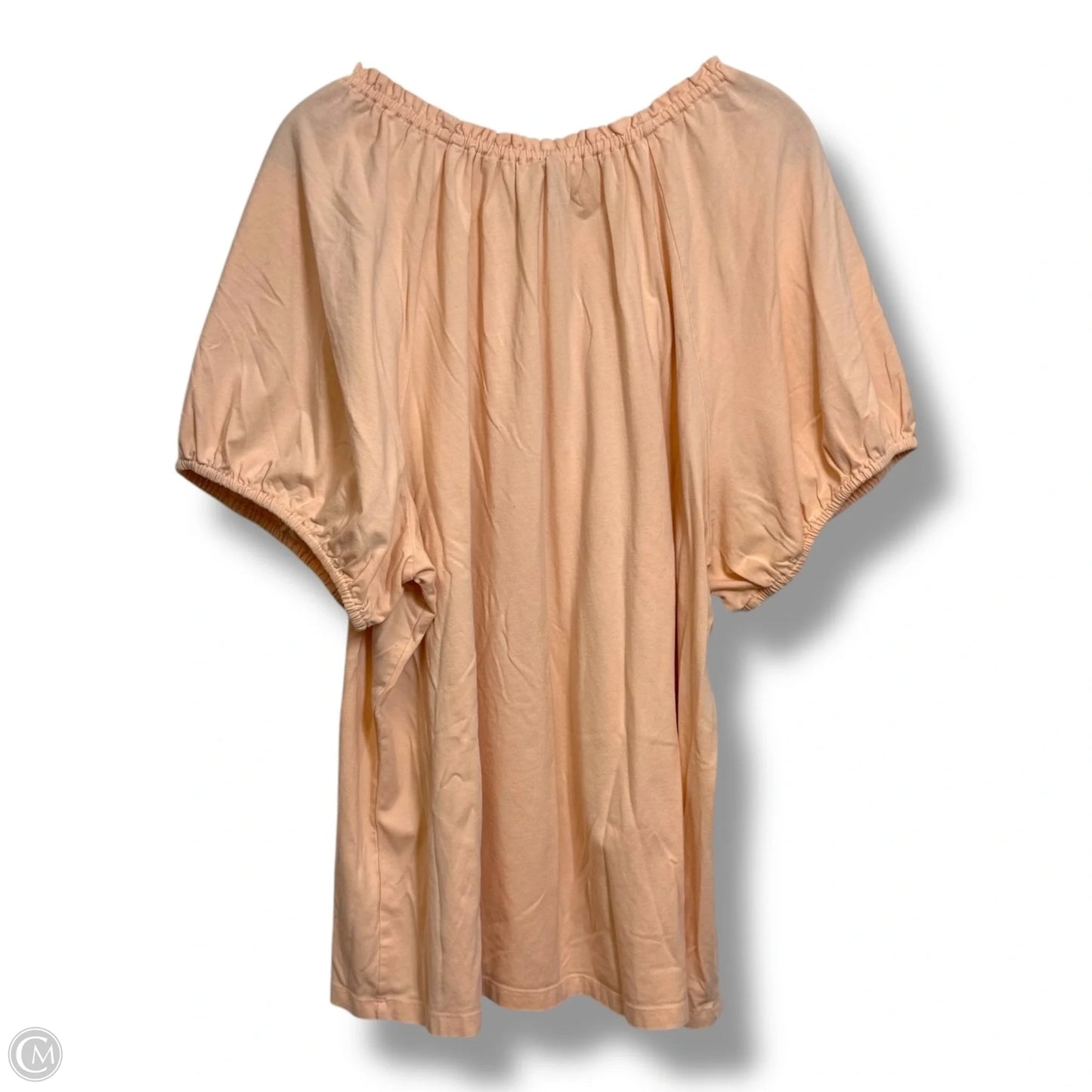 Top Short Sleeve Basic By Denim And Co Qvc In Peach, Size: 3x