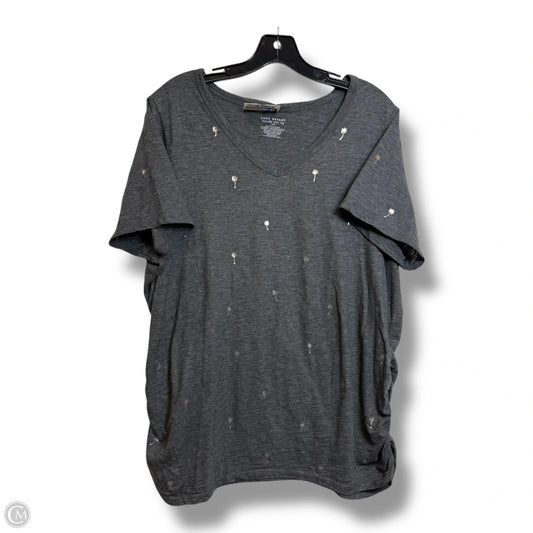 Top Short Sleeve Basic By Lane Bryant In Grey, Size: 1x