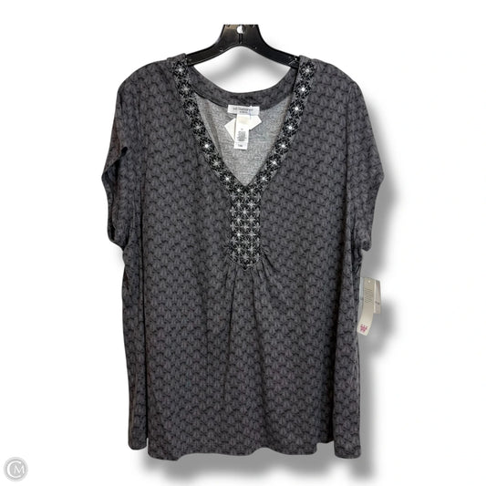 Top Short Sleeve By Liz Claiborne In Grey, Size: 3x