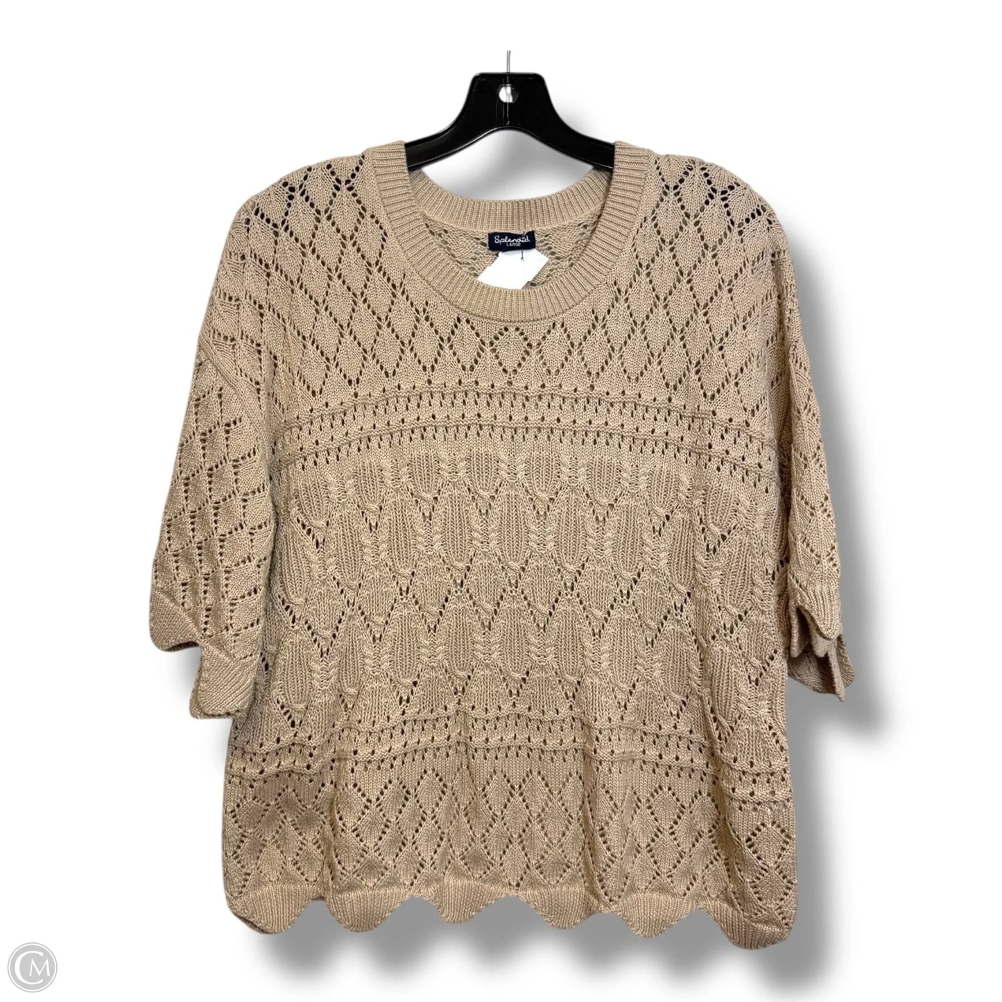Sweater Short Sleeve By Splendid In Tan, Size: L