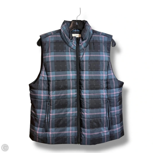 Vest Puffer & Quilted By Loft In Plaid Pattern, Size: L