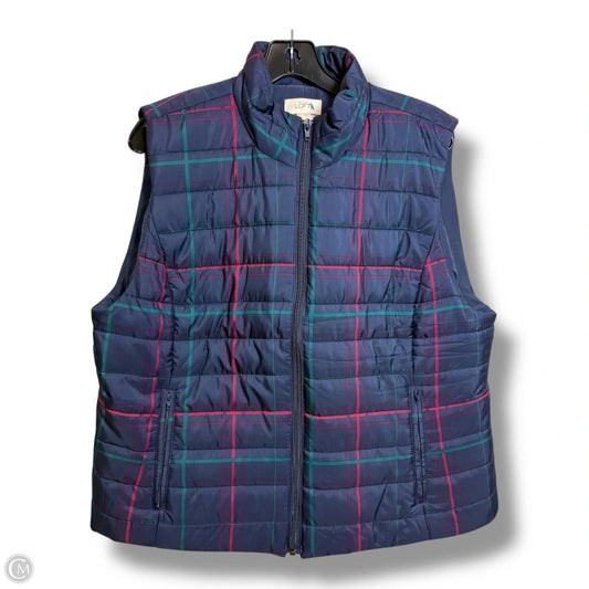 Vest Puffer & Quilted By Loft In Plaid Pattern, Size: Xl