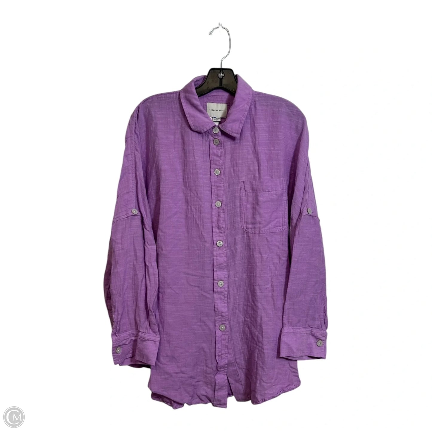 Blouse Long Sleeve By American Eagle In Purple, Size: Xs