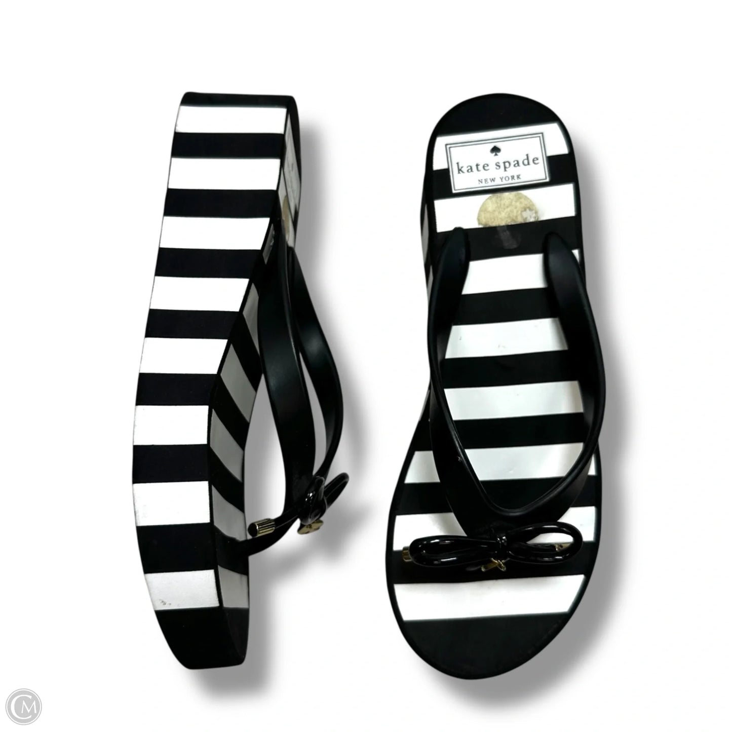 Sandals Designer By Kate Spade In Striped Pattern, Size: 7