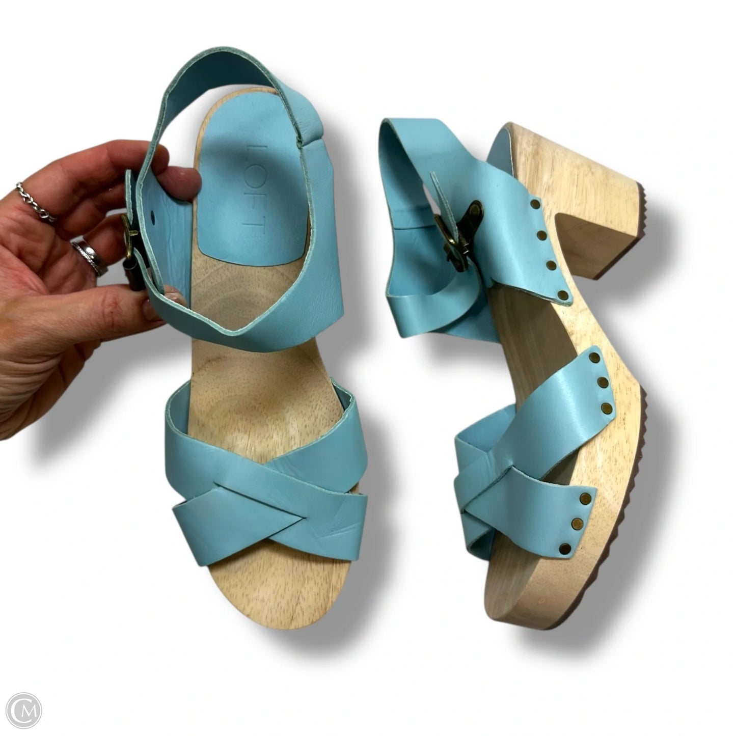 Sandals Heels Block By Loft In Blue, Size: 8