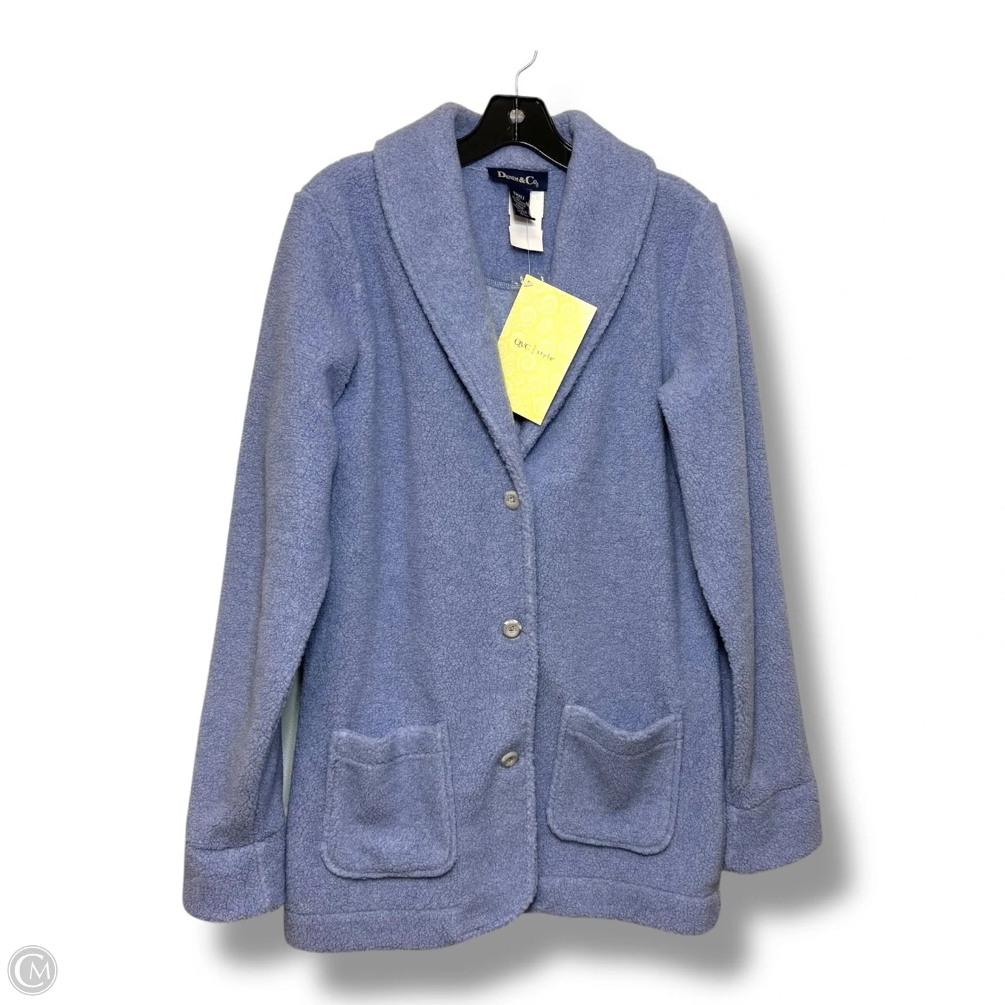 Jacket Faux Fur & Sherpa By Denim And Co Qvc In Blue, Size: S