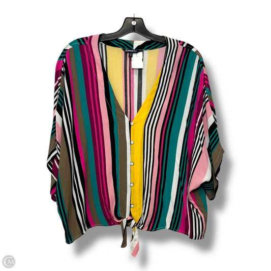 Top Short Sleeve By Express In Striped Pattern, Size: M