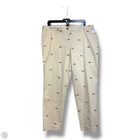 Embroidered Tiger Pants Chinos & Khakis By Talbots In Ivory, Size: 14