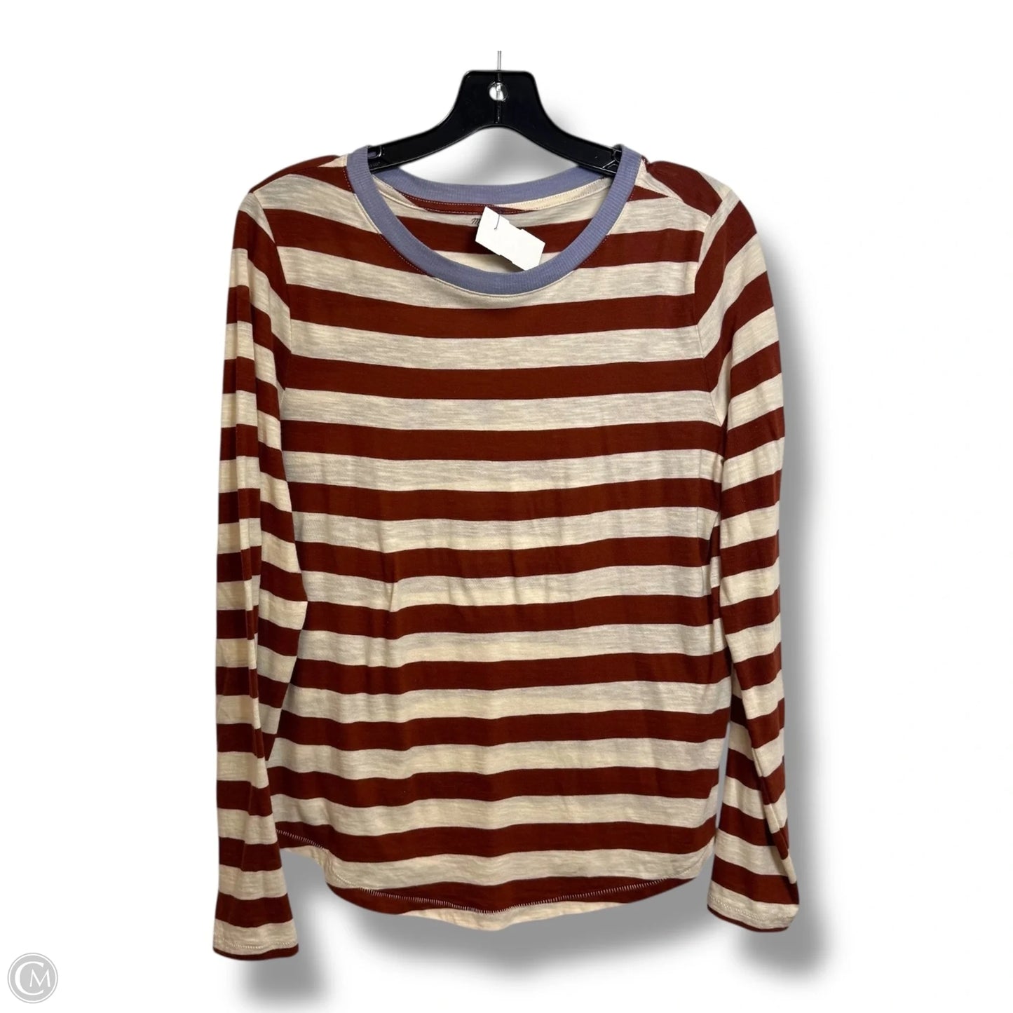 Top Long Sleeve Basic By Madewell In Striped Pattern, Size: M