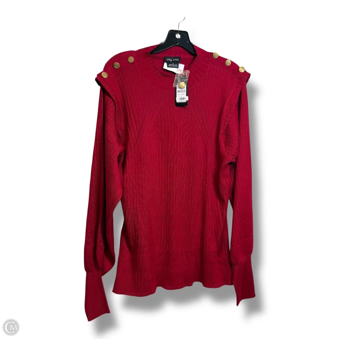 Top Long Sleeve By City Chic In Red, Size: S